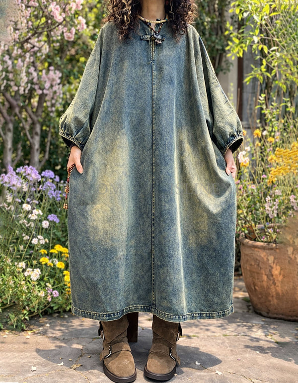 Loose Fit Boho Style Denim Dress for Women