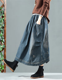 Oversized Casual Wide Leg Denim Skirt