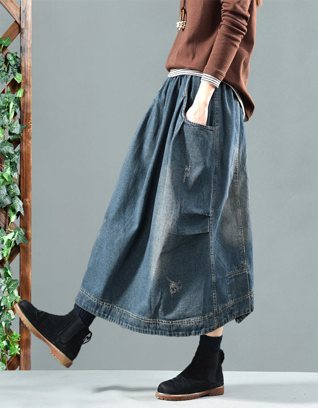 Oversized Casual Wide Leg Denim Skirt