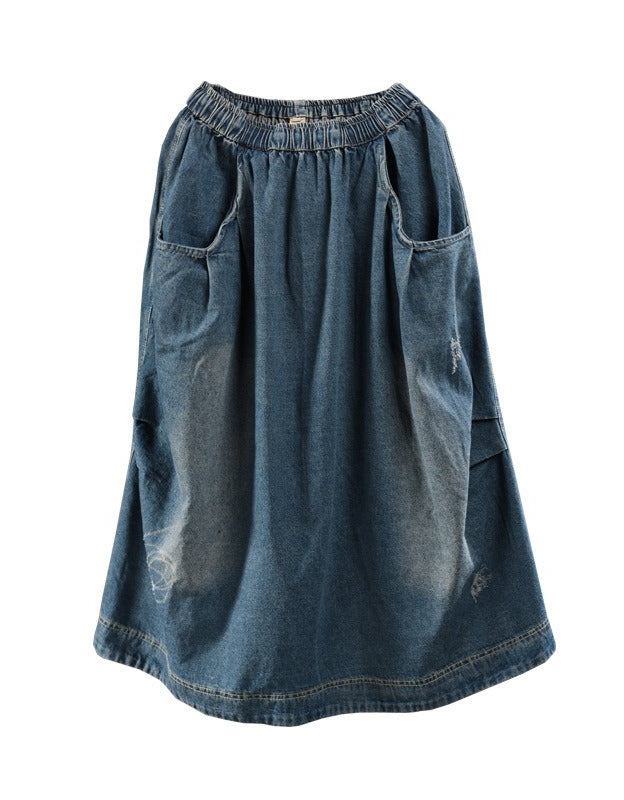 Oversized Casual Wide Leg Denim Skirt