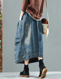 Oversized Casual Wide Leg Denim Skirt