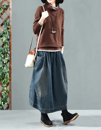 Oversized Casual Wide Leg Denim Skirt