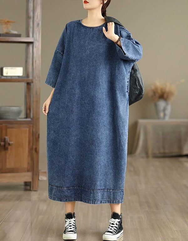 Oversized denim midi dress relaxed casual fit