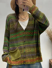 Oversized Geometric Patterned Knit Sweater