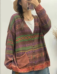 Oversized Geometric Patterned Knit Sweater