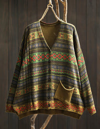 Oversized Geometric Patterned Knit Sweater