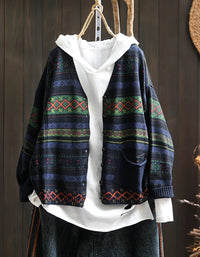 Oversized Geometric Patterned Knit Sweater