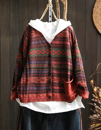 Oversized Geometric Patterned Knit Sweater