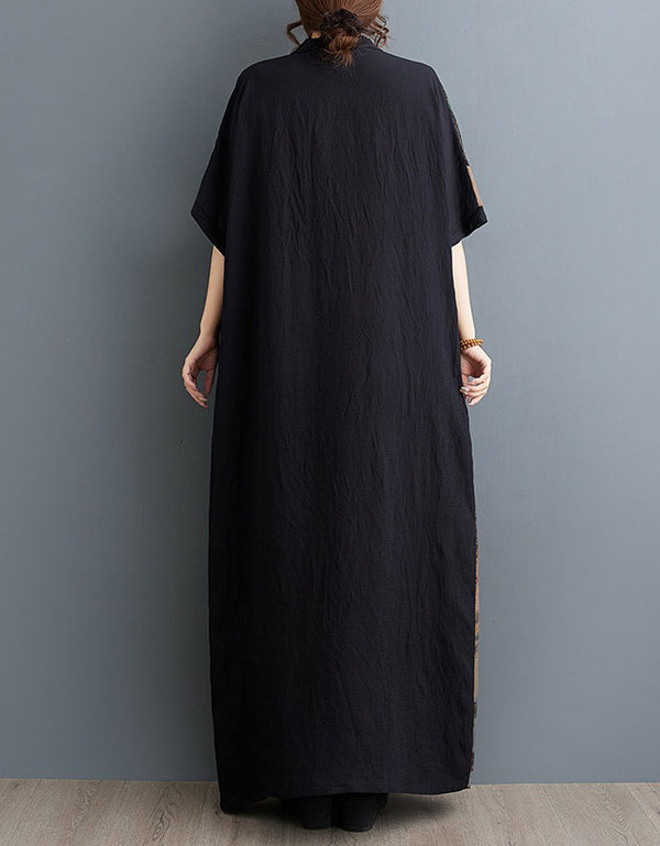 Oversized V-Neck Abstract Print Dress