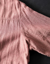Plus Size Casual Stripe Hooded Cotton Linen Shirt