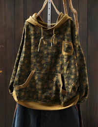 Plus Size Floral Autumn Cotton Hoodie Sweatshirt