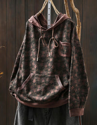 Plus Size Floral Autumn Cotton Hoodie Sweatshirt