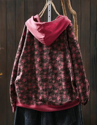 Plus Size Floral Autumn Cotton Hoodie Sweatshirt