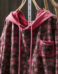 Plus Size Floral Autumn Cotton Hoodie Sweatshirt