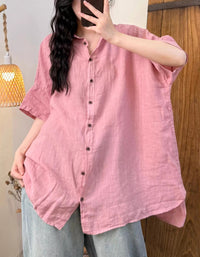 Plus Size Women Summer Casual Pure Color long Shirt