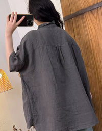 Plus Size Women Summer Casual Pure Color long Shirt