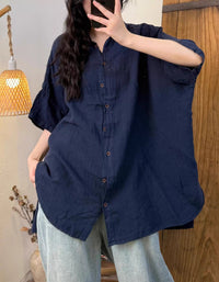 Plus Size Women Summer Casual Pure Color long Shirt
