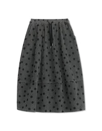 Polka Dot Loose Cotton Corduroy Midi Skirt
