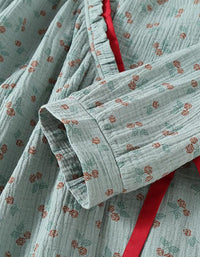 Pure Cotton Floral Print Casual Kimono Sleepwear Set - Islinen
