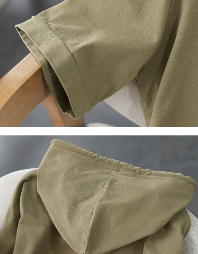 Relaxed Casual Oversized Cotton T-Shirt Hoodie