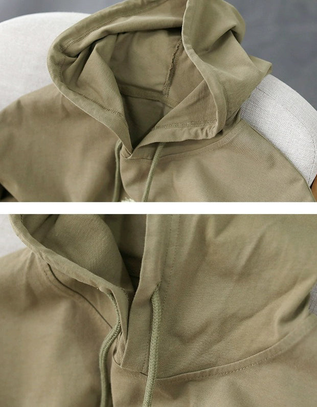 Relaxed Casual Oversized Cotton T-Shirt Hoodie