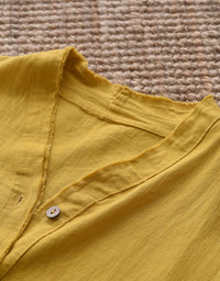 Relaxed Fit Boho Belted Cotton Linen Midi Shirt Dress