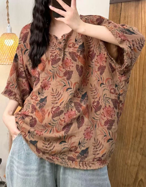 Relaxed Fit Casual Flower Print Shirt