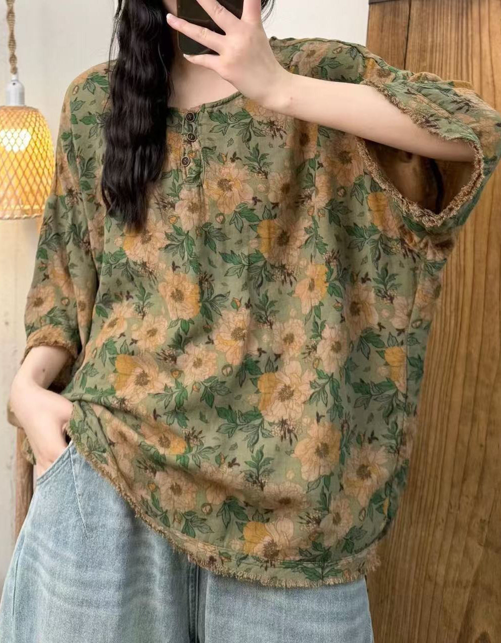 Relaxed Fit Casual Flower Print Shirt