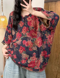 Relaxed Fit Casual Flower Print Shirt