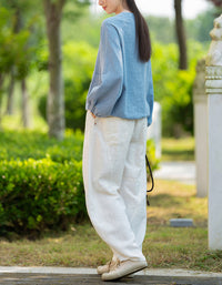 Relaxed Fit Elegant Buttoned Ramie Linen Blouse