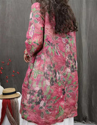 Relaxed Fit Floral Cotton Linen Tunic Shirt