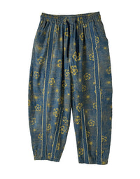 Relaxed Fit Floral Embroidery Denim Harem Pants