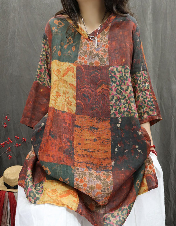 Summer Soft Vintage Flora Tunic Shirt Dress