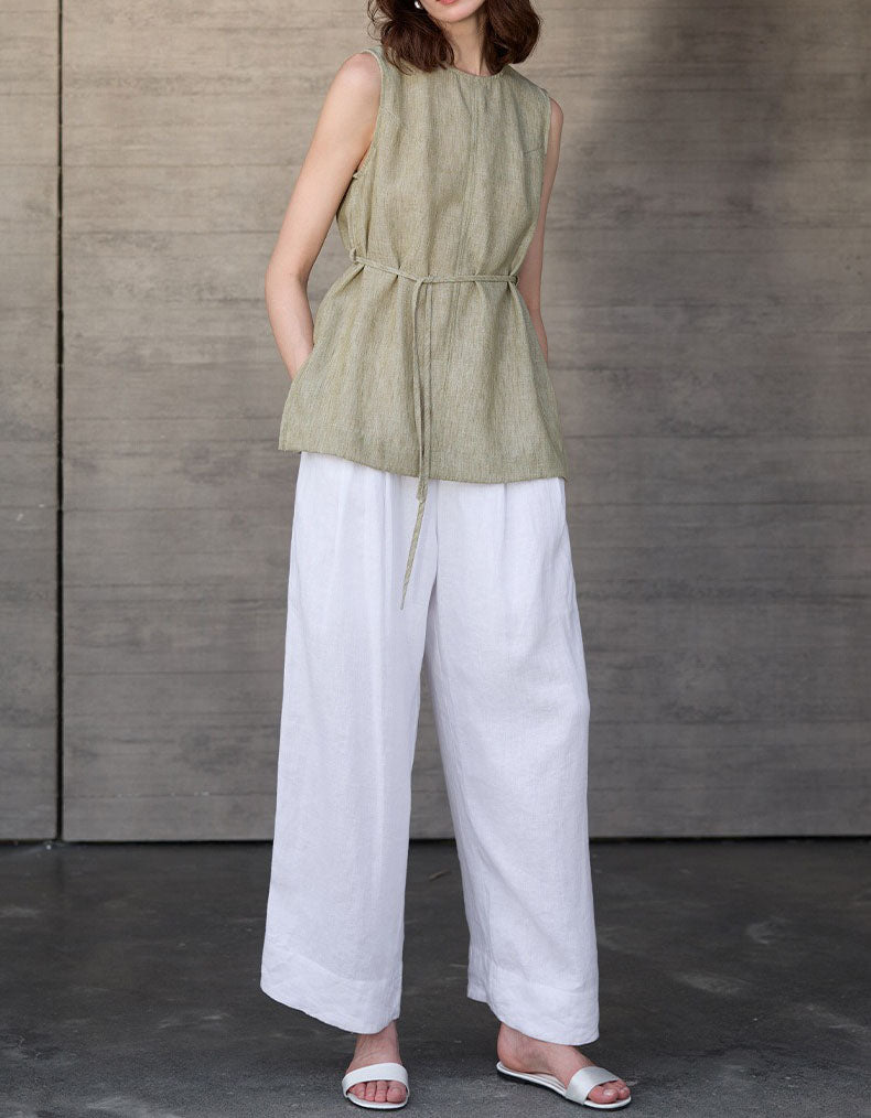 Relaxed fit women summer linen tunic top
