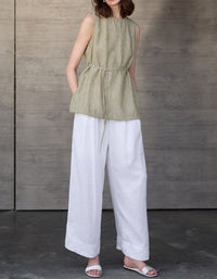 Relaxed fit women summer linen tunic top