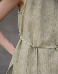 Women Relaxed Fit Sleeveless Linen Tunic Top