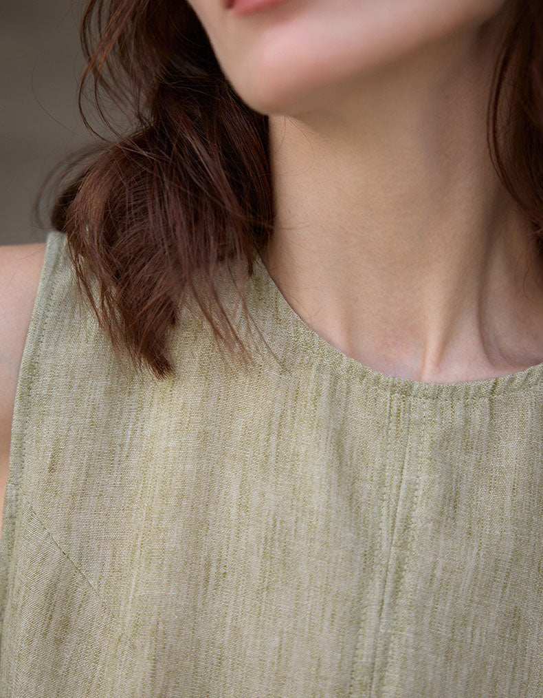 Minimalist Loose Sleeveless Linen Women Tank Top