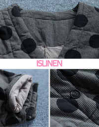 Retro Casual Loose Polka Dot Quilted Jacket - Islinen