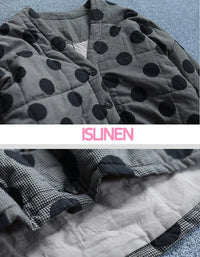 Retro Casual Loose Polka Dot Quilted Jacket - Islinen