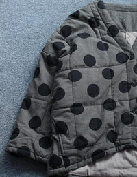 Retro Casual Loose Polka Dot Quilted Jacket - Islinen