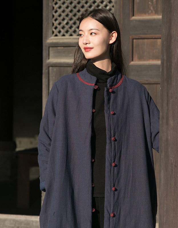 Winter Women's Stand-up Collar Mid-length Cotton Coat