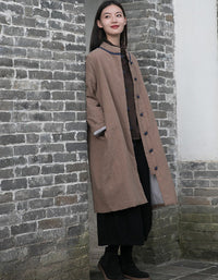 Winter Women's Stand-up Collar Mid-length Cotton Coat