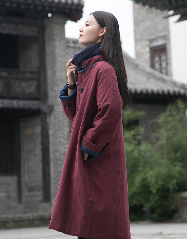 Winter Women's Stand-up Collar Mid-length Cotton Coat