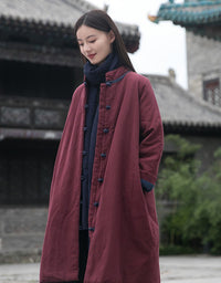 Winter Women's Stand-up Collar Mid-length Cotton Coat
