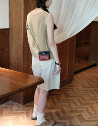 Compact Leather Crossbody Purse with Snap Flap Pocket for Travel
