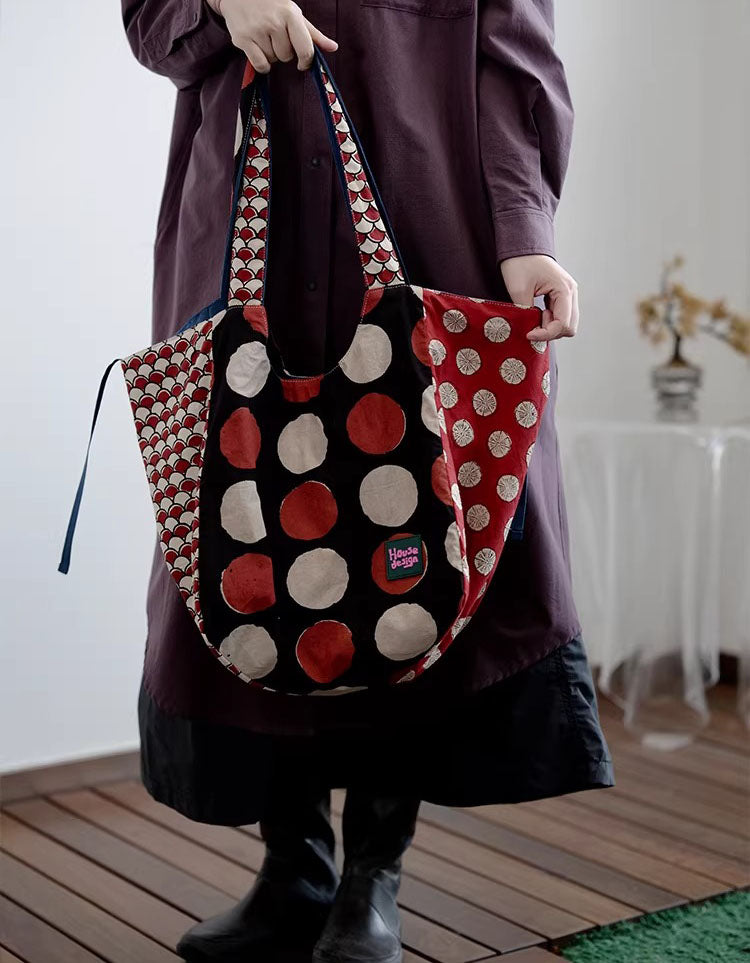 Vintage Pattern Cotton Tote Bag Casual Market Shopping Bag