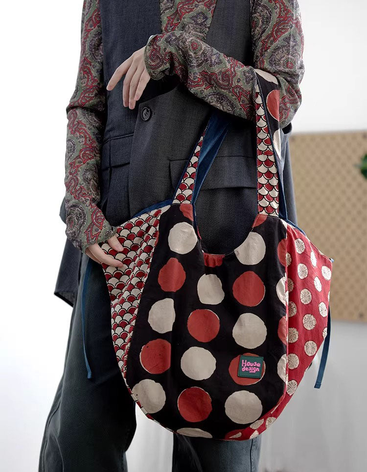 Handmade Style Patchwork Tote Bag Casual Daily Shopping Bag