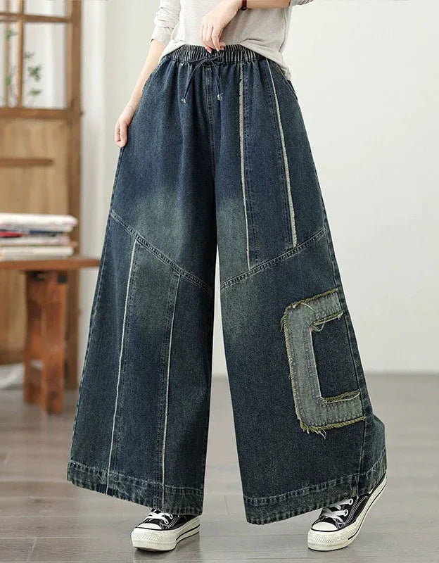 Retro Comfortable Loose Patchwork Casual Jeans - Islinen