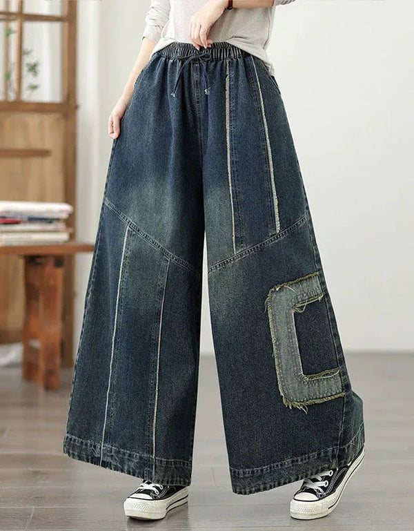Retro Comfortable Loose Patchwork Casual Jeans - Islinen