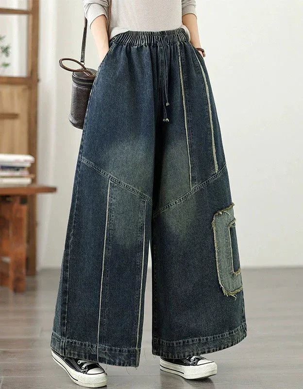 Retro Comfortable Loose Patchwork Casual Jeans - Islinen